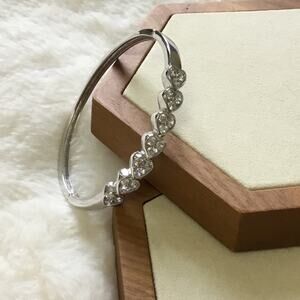 Silver Hearts with Vibrant Crystals Bangle